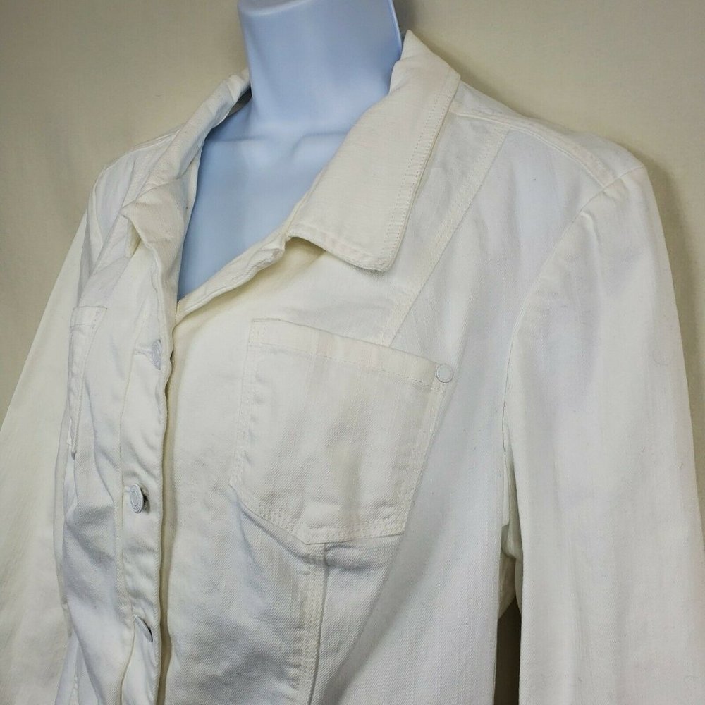 Liz Claiborne Womens Pure White Denim Stretch Long Sleeved Jacket Size XL - Picture 4 of 12